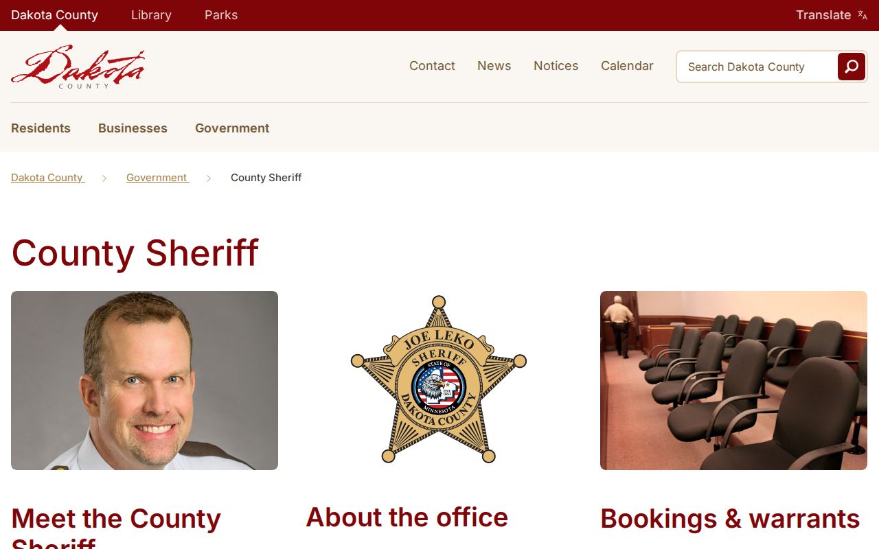Dakota County most wanted program information on the Sheriff's Office page